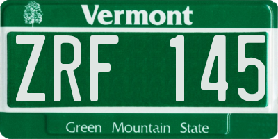 VT license plate ZRF145