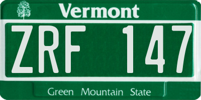 VT license plate ZRF147
