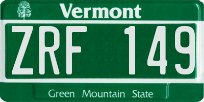 VT license plate ZRF149