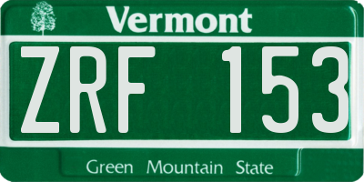 VT license plate ZRF153