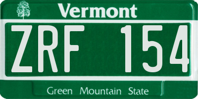 VT license plate ZRF154