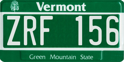 VT license plate ZRF156