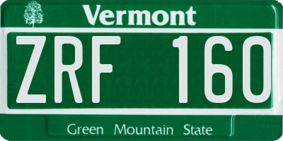 VT license plate ZRF160
