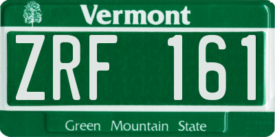 VT license plate ZRF161