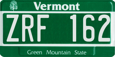 VT license plate ZRF162