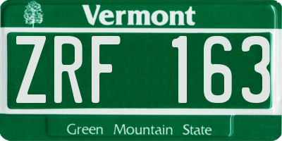 VT license plate ZRF163