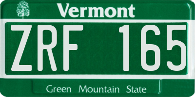 VT license plate ZRF165