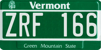 VT license plate ZRF166