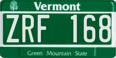 VT license plate ZRF168