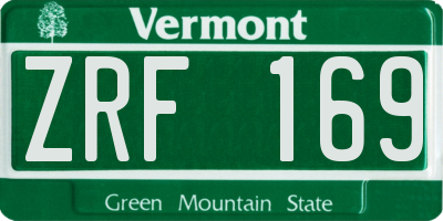 VT license plate ZRF169