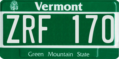 VT license plate ZRF170