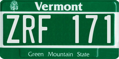 VT license plate ZRF171