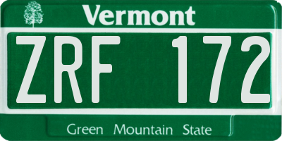 VT license plate ZRF172
