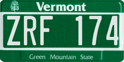 VT license plate ZRF174
