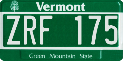 VT license plate ZRF175