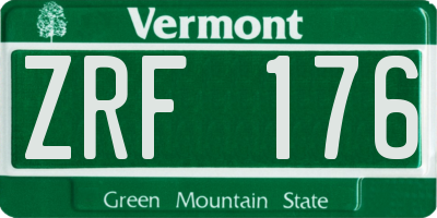 VT license plate ZRF176