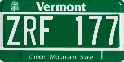 VT license plate ZRF177