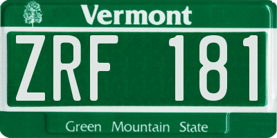 VT license plate ZRF181