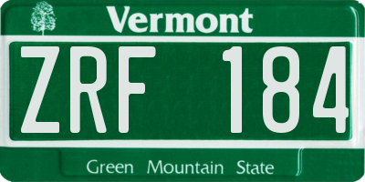 VT license plate ZRF184