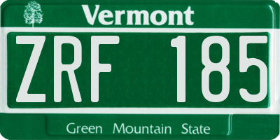 VT license plate ZRF185