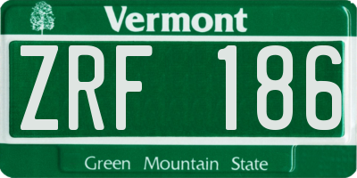 VT license plate ZRF186