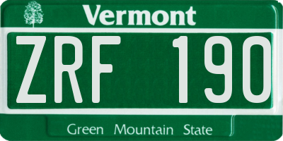 VT license plate ZRF190