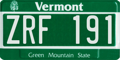 VT license plate ZRF191