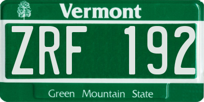 VT license plate ZRF192