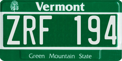VT license plate ZRF194