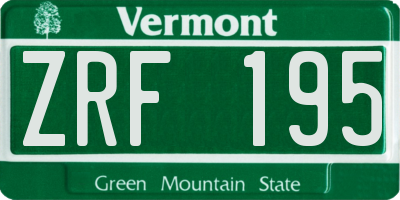 VT license plate ZRF195