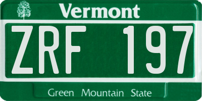 VT license plate ZRF197