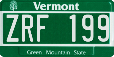 VT license plate ZRF199