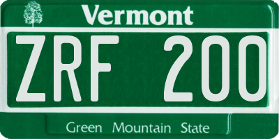 VT license plate ZRF200