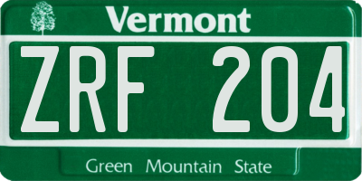 VT license plate ZRF204