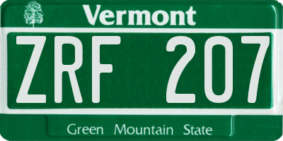 VT license plate ZRF207