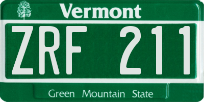 VT license plate ZRF211