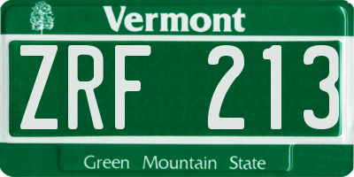 VT license plate ZRF213