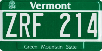 VT license plate ZRF214