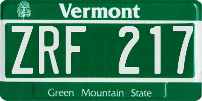 VT license plate ZRF217