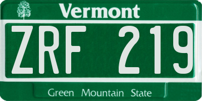 VT license plate ZRF219