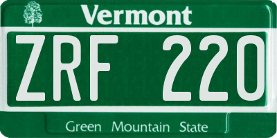 VT license plate ZRF220