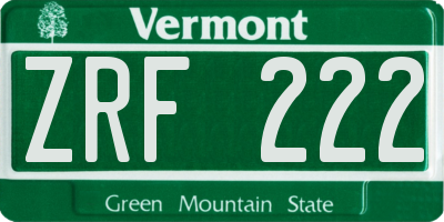 VT license plate ZRF222