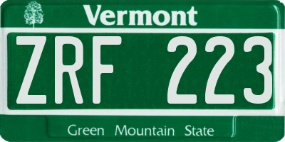 VT license plate ZRF223