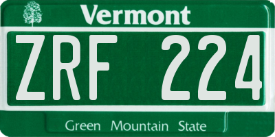 VT license plate ZRF224