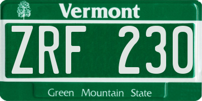 VT license plate ZRF230