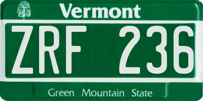 VT license plate ZRF236