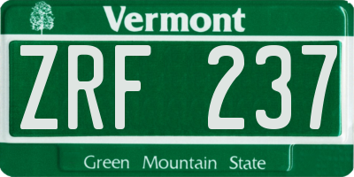 VT license plate ZRF237