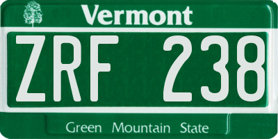 VT license plate ZRF238