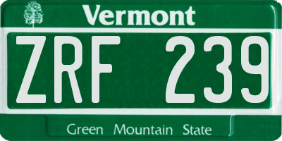 VT license plate ZRF239