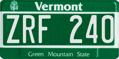 VT license plate ZRF240
